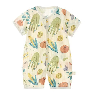 班杰威尔（BANJVALL）婴儿衣服夏季薄款连体衣服短袖新生儿睡衣夏季空调服 夏装小珊瑚短袖哈衣 59cm