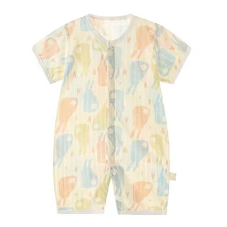 班杰威尔（BANJVALL）婴儿衣服夏季薄款连体衣服短袖新生儿睡衣夏季空调服 夏装小珊瑚短袖哈衣 59cm