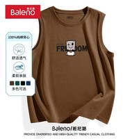 班尼路美式复古马甲休闲时尚夏季纯棉透气吸汗运动宽松潮流打底衫 【纯棉】-浅米#MB微笑纸箱 3XL【宽松显瘦 休闲百搭】