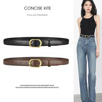 CONCISE KITE皮带女士牛皮牛仔西装裤CK轻奢品牌腰带女 黑色 105cm (25-32码)