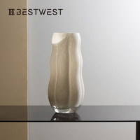 BEST WEST 中古花瓶轻奢高级感玻璃花瓶摆件客厅插花水养复古插花瓶桌面装饰