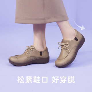 Pansy日本休闲鞋女春季单鞋舒适鞋透气防滑中老年鞋HA1521橡灰色37