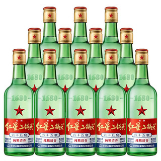 红星 北京红星二锅头白酒 清香型 纯粮酿造 65%vol 500mL 12瓶 整箱