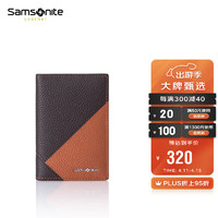 Samsonite 新秀丽 男士商务卡包多功能牛皮名片夹钱包 TK6*13017 棕色/橙色