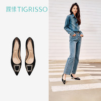 tigrisso 蹀愫 2024春新时尚尖头钻扣浅口高跟鞋气质法式女轻奢单鞋TA54129-16