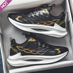 lining李宁2024新款潮流百搭厚底增高鞋飞织透气网布鞋休闲鞋黑色40