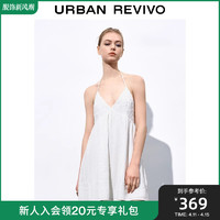 UR 2024夏季新款女装纯欲风肌理感挂脖系带A型连衣裙UWL740026