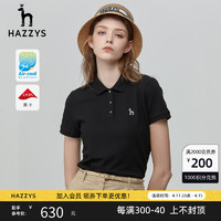 HAZZYS 哈吉斯 polo衫t恤女2024夏季新品气质体恤休闲短袖翻领上衣