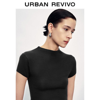 URBAN REVIVO 夏季女圆领修身短袖针织衫 UWG940166 深灰 M