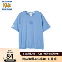 Skechers斯凯奇男女童夏季短袖宽松儿童舒适透气T恤衫L224K036 波斯蓝/03UD 170cm