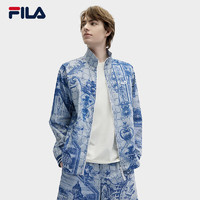 FILA 斐乐 官方男款梭织外套2024春夏时尚长袖满印长款外搭