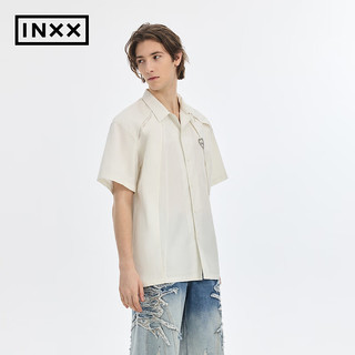 英克斯（inxx）APYD 美式复古拼接衬衣男解构分割假两件短袖衬衫无性别 白色 S