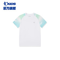 乔丹（QIAODAN）童装2024夏款轻薄男大童冰甲科技4.0圆领短袖T恤- 白色 160CM