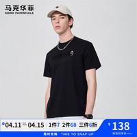 马克华菲【冰氧吧】短袖T恤男2024春夏舒适圆领透气舒适字母潮流T恤衫 001黑色 L