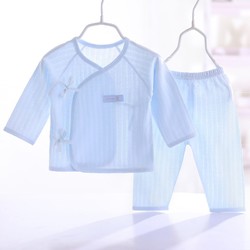 BONGDR 班得 新生婴儿衣服夏季薄款秋衣裤纯棉空调服宝宝内衣裤分体和尚服套装 蓝色 52码（新生儿）