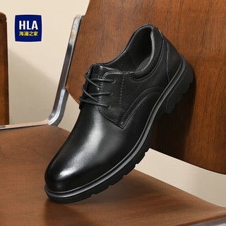 海澜之家HLA皮鞋男士正装皮鞋商务增高德比鞋HAAPXM3AC90187 黑色增高41 黑色增高款