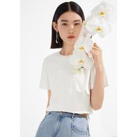 Juzui 玖姿 夏季简约纯色蝴蝶镂空绣女式T恤