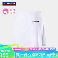 VICTOR威克多 2024羽毛球服 女款透气裤设计训练系列针织短裙 短裙K-31302 A（漂白） L