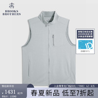 布克兄弟（BrooksBrothers）男士24春夏纯色立领拉链针织开衫马甲 0007-灰色 XL