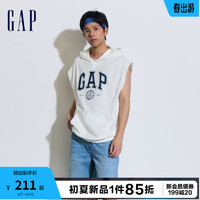 Gap男女装2024夏季logo无袖连帽卫衣宽松可叠穿上衣885520 白色 170/92A(M)亚洲尺码