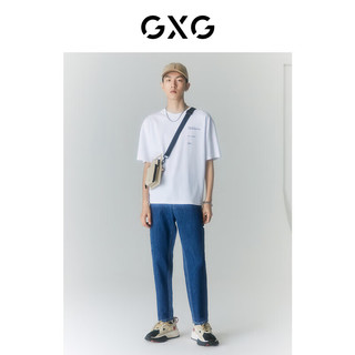 GXG男装 寻迹海岛系列圆领短袖T恤 夏季 白色 185/XXL