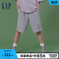 Gap男装2024夏季法式圈织柔软logo抽绳短裤宽松休闲裤889603 灰色 185/92A(XXL)亚洲尺码