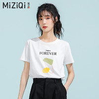 MIZIQI 米子旗 短袖T恤女2024新款夏纯棉宽松 下单三件