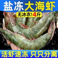 百亿补贴：北海湾 盐冻虾4斤一箱无冰青岛大虾鲜活冷冻新鲜青虾海鲜水产批发