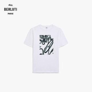 BERLUTI【24年春夏】麂皮效果Scritto图纹男士短袖T恤衫 亮白色 XS