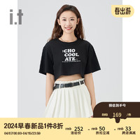 :CHOCOOLATE it 女装短款短袖T恤2024夏季青春时尚半袖001100 BKX/黑色 S