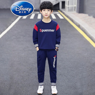 移动端：Disney 迪士尼 品牌童装男童春秋款卫衣套装2022新款儿童两件套男孩秋季运动服韩版童装卫衣小孩穿的 藏青色 140