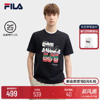 FILA 斐乐 官方男子运动短袖T2024夏季新款趣味刺绣舒适纯棉T恤男