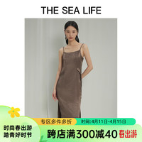 THE SEA LIFE欧海一生 优雅吊带连衣裙24夏修身开衩百搭有型X15708 可可棕 S