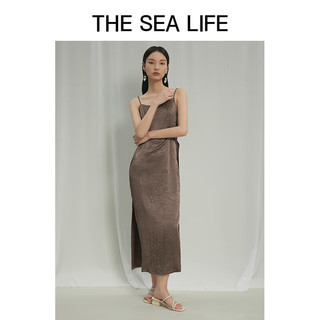 THE SEA LIFE欧海一生 优雅吊带连衣裙24夏修身开衩百搭有型X15708 可可棕 S