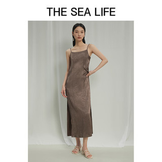 THE SEA LIFE欧海一生 优雅吊带连衣裙24夏修身开衩百搭有型X15708 可可棕 S