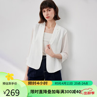 欧黎蔓（OULIMAN）白色薄款西装外套女2024春秋时尚短款显瘦外套洋气宽松七分袖 白色七分袖 160/84A/S