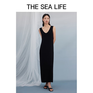 THE SEA LIFE欧海一生 天丝连衣裙2024夏季v领显瘦长裙X15732 黑法师 M