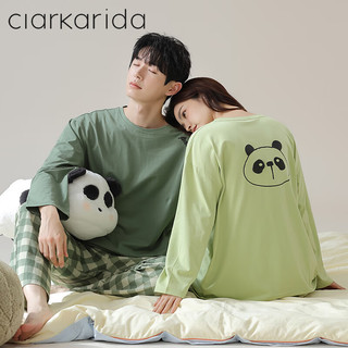 Clarkarida「小团团」熊猫睡衣春季长袖纯棉男女可外穿家居服 男款 L