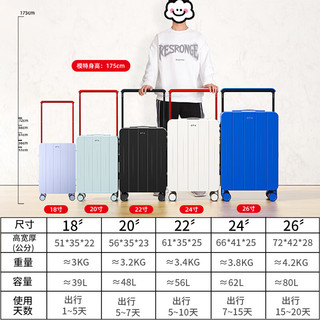 DTA行李箱拉杆箱2024轻便登机箱女宽拉杆大容量密码旅行箱皮子男 克莱因蓝 24英寸托运箱【适合7-12天旅行】