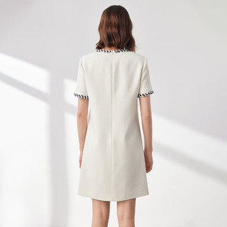 欧黎蔓（OULIMAN）高级感小香风连衣裙女2024夏季白色短袖气质超好看中长款裙子 米白色 175/96A/XL