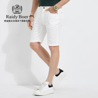 Raidy Boer/雷迪波尔【棉+亚麻】春夏男装时尚薄牛仔短裤4011-80 白色  29（29）