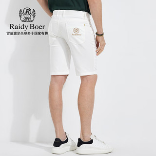 Raidy Boer/雷迪波尔【棉+亚麻】春夏男装时尚薄牛仔短裤4011-80 白色  29（29）