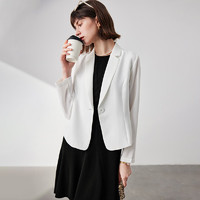 欧黎蔓(OULIMAN)时尚气质白色西装外套女2024春款职业通勤百搭长袖薄款小西服 白色(长袖) 170/92A/L