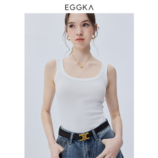 EGGKA U领纯色吊带背心女春夏韩版流行修身显瘦无袖打底上衣 花灰 S