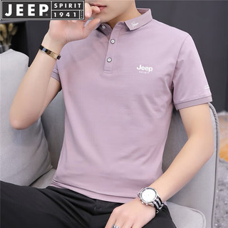 JEEP SPIRIT吉普短袖t恤男夏季商务休闲polo百搭半袖衫上衣男装 绿色 3XL  3XL-（160斤-180斤）