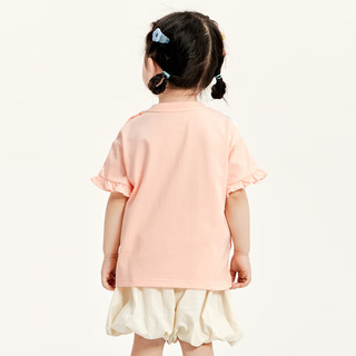 minibala迷你巴拉巴拉女童短袖T恤夏季宝宝纯棉柔软甜美可爱儿童上衣 粉橙60801 110cm