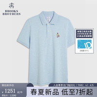 布克兄弟（BrooksBrothers）男士24春夏Supima棉卡通图案短袖Polo衫 4000-蓝色 XS