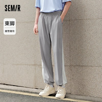 森马（Semir）休闲裤男2024夏季时尚撞色拼接潮流束脚长裤松紧腰运动风 浅灰20001 165/70A/S