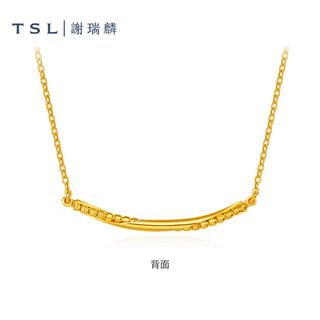 谢瑞麟（TSL）黄金项链5G工艺足金几何线条锁骨链女款YT068 3.4g