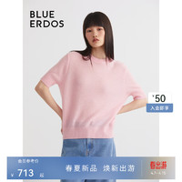 BLUE ERDOS羊绒衫100%山羊绒短袖24春夏【空气羊绒系列】柔软舒适透气 桃粉 155/76A/XS